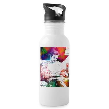Man life with smartphone - Water bottle with straw - white - Right
