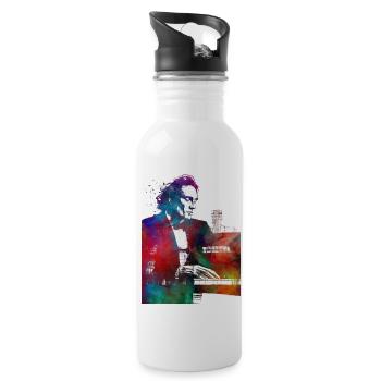 Pianist music art - Water bottle with straw - white - Right