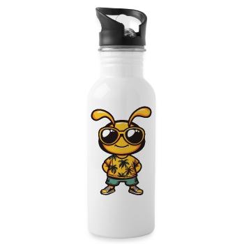 Ameise Lustig Sommer - Trinkflasche mit integriertem Trinkhalm - Weiß - Rechts