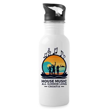 Kroatien House Musik - Trinkflasche mit integriertem Trinkhalm - Weiß - Rechts