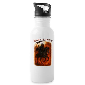 Death is comming - Trinkflasche mit integriertem Trinkhalm - Weiß - Rechts