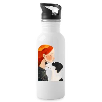 Je t’aime chien - Gourde avec paille intégrée - blanc - Droite