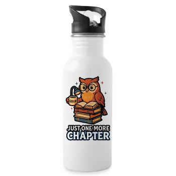 Night Owl – Book Lover: Nur noch ein Kapitel - Trinkflasche mit integriertem Trinkhalm - Weiß - Rechts
