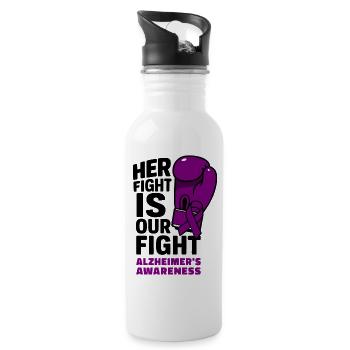 Ihr Kampf ist unser Kampf - Alzheimer Aufklärung - Trinkflasche mit integriertem Trinkhalm - Weiß - Rechts