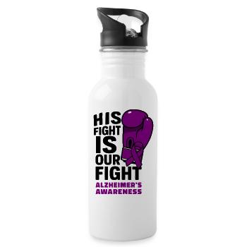 Sein Kampf ist unser Kampf - Alzheimer Aufklärung - Trinkflasche mit integriertem Trinkhalm - Weiß - Rechts