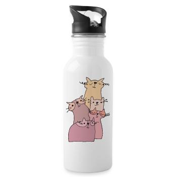 katzen treffen rosa - Trinkflasche mit integriertem Trinkhalm - Weiß - Rechts