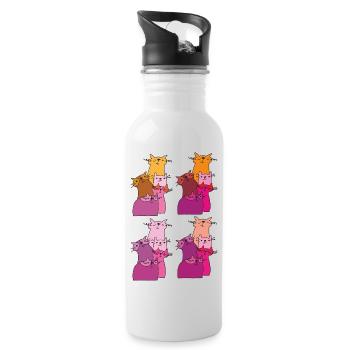 katzen treffen muster - Trinkflasche mit integriertem Trinkhalm - Weiß - Rechts