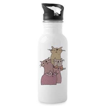katzen treffen 2 - Trinkflasche mit integriertem Trinkhalm - Weiß - Rechts
