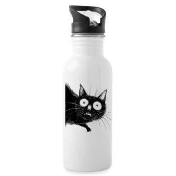 Chat noir Danny - Gourde avec paille intégrée - blanc - Droite