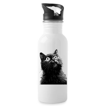 Schwarze Katze Henry - Trinkflasche mit integriertem Trinkhalm - Weiß - Rechts