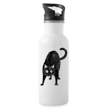 Black cat - Water bottle with straw - white - Right