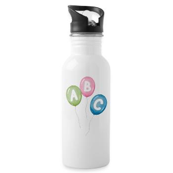 Luftballons mit ABC Buchstaben - zum Schulanfang - Trinkflasche mit integriertem Trinkhalm - Weiß - Rechts