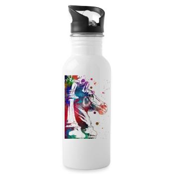 Schachbauern Sport - Trinkflasche mit integriertem Trinkhalm - Weiß - Rechts
