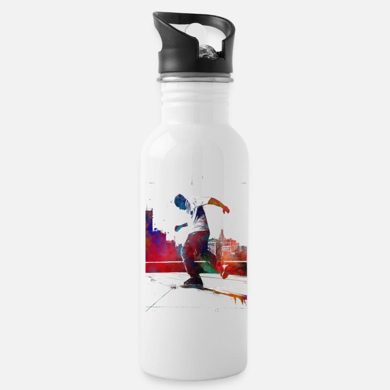 Breakdancer sportif - Gourde avec paille intégrée - blanc