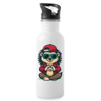 Hedgehog Heart Beat - Water bottle with straw - white - Right