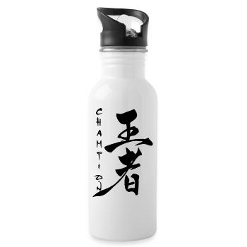 The word champion in Japanese (black) - Water bottle with straw - white - Right
