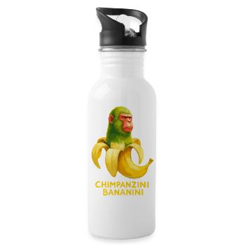 Meme Brain Rot Chimpanzini Banani Italian Brainrot - Trinkflasche mit integriertem Trinkhalm - Weiß - Rechts