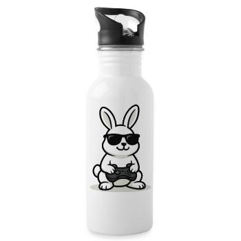 Cool Gaming Bunny - Trinkflasche mit integriertem Trinkhalm - Weiß - Rechts