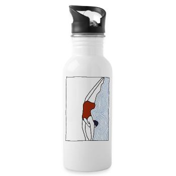 Bywatchred - Trinkflasche mit integriertem Trinkhalm - Weiß - Rechts