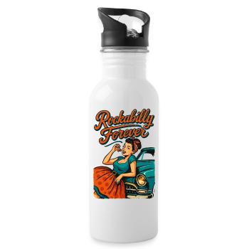 Rockabilly Forever Cherries Wife 50s Gift - Water bottle with straw - white - Right