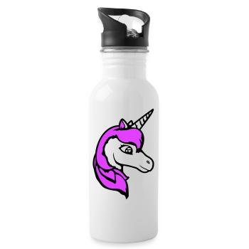 Licorne fille assez sympathique dessin animé cheval - Gourde avec paille intégrée - blanc - Droite