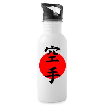 Karate Schriftzug - Trinkflasche mit integriertem Trinkhalm - Weiß - Rechts