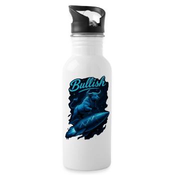 Stock Bull Bull Chart Profit Rocket Gift - Water bottle with straw - white - Right