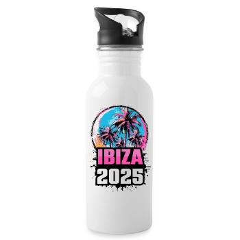 Ibiza 2025 Palm Trees - Water bottle with straw - white - Right
