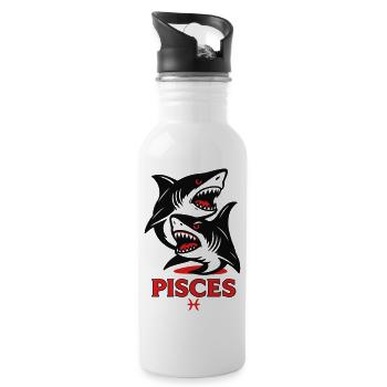 Pisces Zodiak Shark - Trinkflasche mit integriertem Trinkhalm - Weiß - Rechts