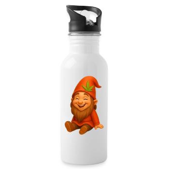 Knuffiger Zwerg goldig lachend - Trinkflasche mit integriertem Trinkhalm - Weiß - Rechts