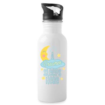 Schlafender Träumer Astronaut Design - Trinkflasche mit integriertem Trinkhalm - Weiß - Rechts