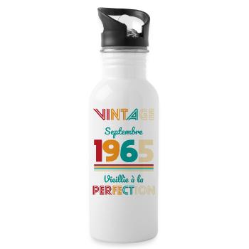 Anniversaire 60 ans - Vintage - Septembre 1965 - Gourde avec paille intégrée - blanc - Droite