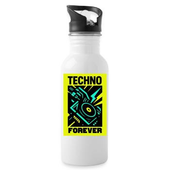 Techno Forever - Trinkflasche mit integriertem Trinkhalm - Weiß - Rechts