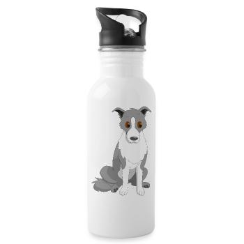 Border Collie Œil latéral - Gourde avec paille intégrée - blanc - Droite