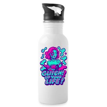 Glitch up your life! Cyborg Woman - Trinkflasche mit integriertem Trinkhalm - Weiß - Rechts