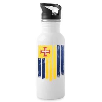 Portugiesische Flagge mit Kreuzmotiv - Trinkflasche mit integriertem Trinkhalm - Weiß - Rechts