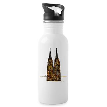 Kölner Dom - Trinkflasche mit integriertem Trinkhalm - Weiß - Rechts