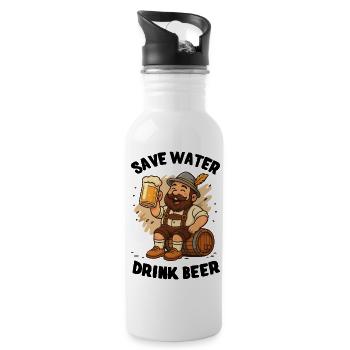 Save water, drink Beer - Sicher Wasser, trink Bier - Water bottle with straw - white - Right
