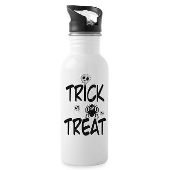 Trick or Treat – Halloween Design 🕷️💀 - Water bottle with straw - white - Right