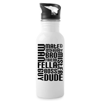 Friend, mate, dude - Trinkflasche mit integriertem Trinkhalm - Weiß - Rechts