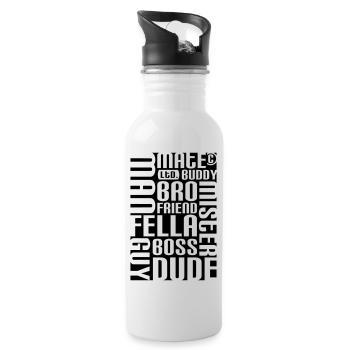 Friend, mate, dude - Trinkflasche mit integriertem Trinkhalm - Weiß - Rechts