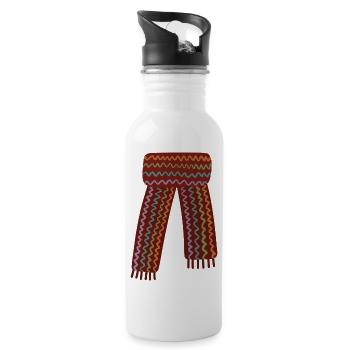Colorful Zigzag Patterned Scarf - Water bottle with straw - white - Right