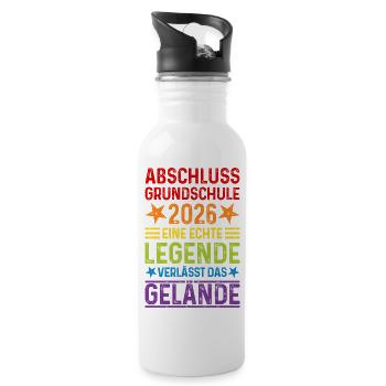 Grundschule Abschluss 2026 - Trinkflasche mit integriertem Trinkhalm - Weiß - Rechts
