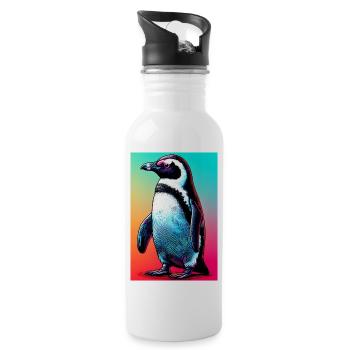 penguin - Water bottle with straw - white - Right