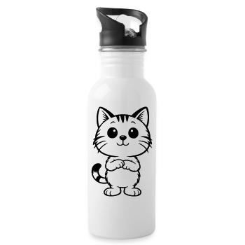 Chat mignon tigre - Gourde avec paille intégrée - blanc - Droite