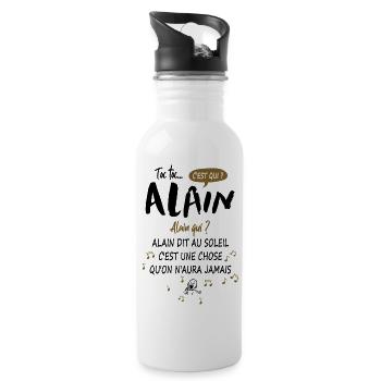 Alain Name Humor Geschenk Geburtstagsmann - Trinkflasche mit integriertem Trinkhalm - Weiß - Rechts