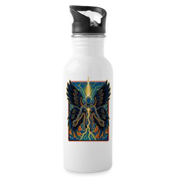 Elektrisches geflügeltes Auge Engel Mensch Illustration - Trinkflasche mit integriertem Trinkhalm - Weiß - Rechts