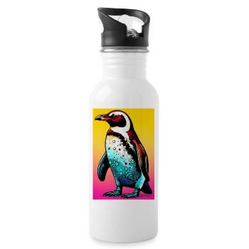 penguin - Water bottle with straw - white - Right