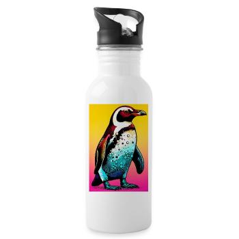 penguin - Water bottle with straw - white - Right