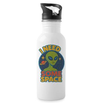 I Need Some Space Alien Tee - Water bottle with straw - white - Right